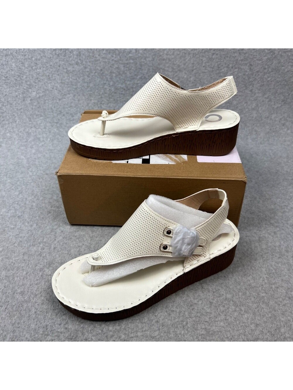 Journee Collection McKell Wedge Sandals Womens 8 Faux Leather Perforated